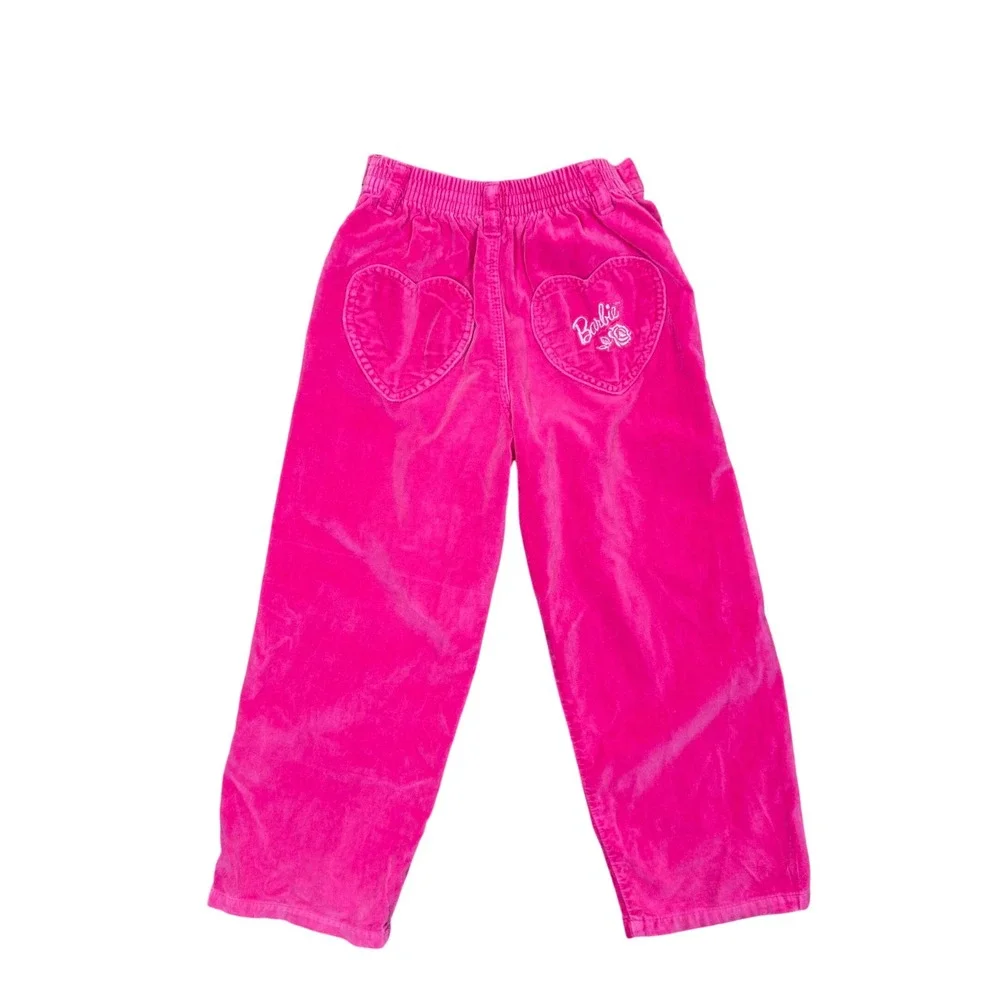 Vintage 1997‎ Barbie Hot Pink Velvet Corduroy Pants Kids Size 5
